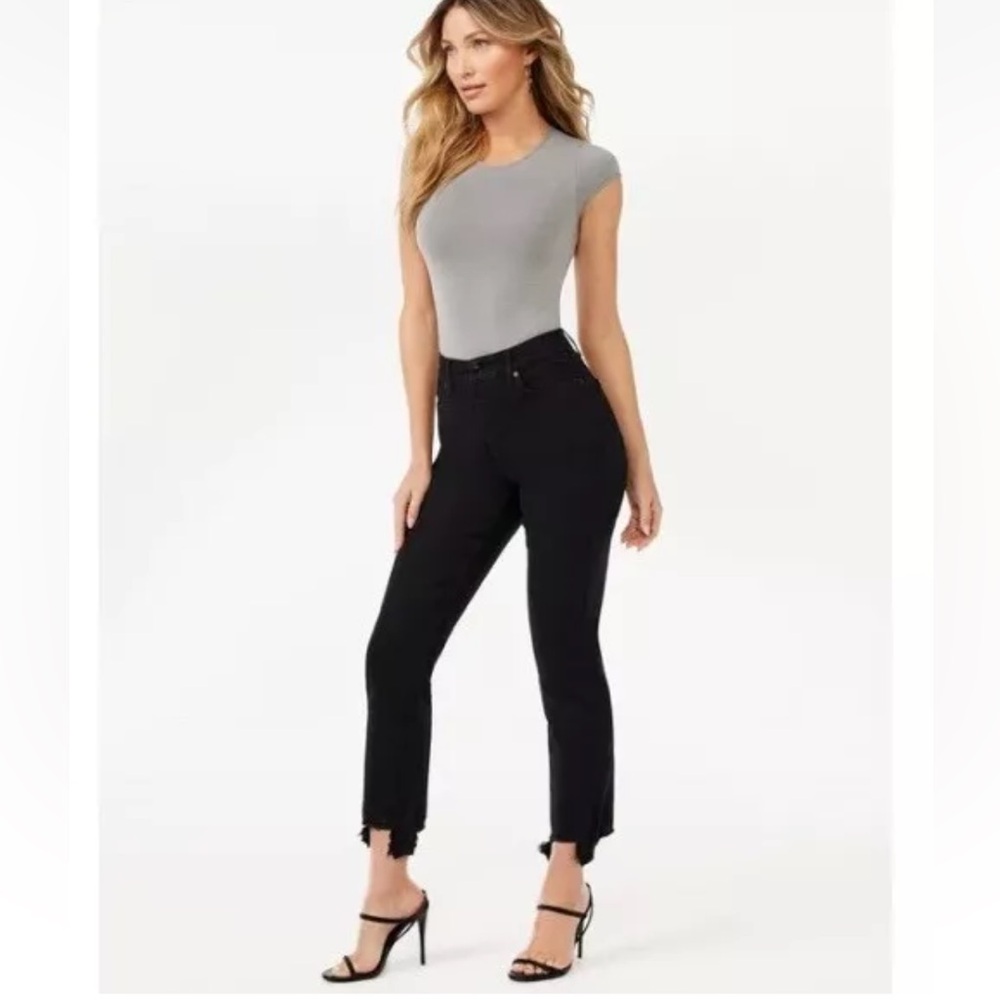 New 2 Black Denim Jeans Sofia Vergara Adora Girlfriend Slim Ankle Raw Chew Hem